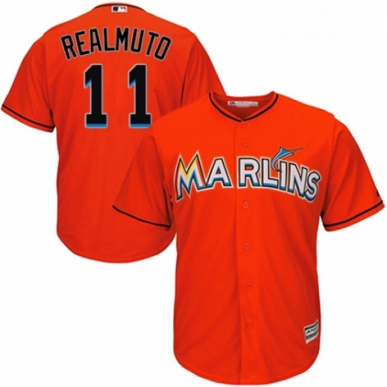 Youth Majestic Miami Marlins 11 J T Realmuto Authentic Orange Alternate 1 Cool Base MLB Jersey Youth Majestic Miami Marlins 11 J T Realmuto Authentic Orange Alternate 1 Cool Base MLB Jersey