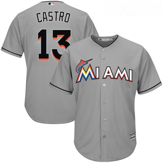 Youth Majestic Miami Marlins 13 Starlin Castro Replica Grey Road Cool Base MLB Jersey Youth Majestic Miami Marlins 13 Starlin Castro Replica Grey Road Cool Base MLB Jersey