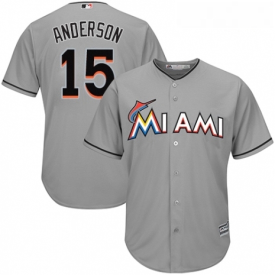 Youth Majestic Miami Marlins 15 Brian Anderson Replica Grey Road Cool Base MLB Jersey Youth Majestic Miami Marlins 15 Brian Anderson Replica Grey Road Cool Base MLB Jersey