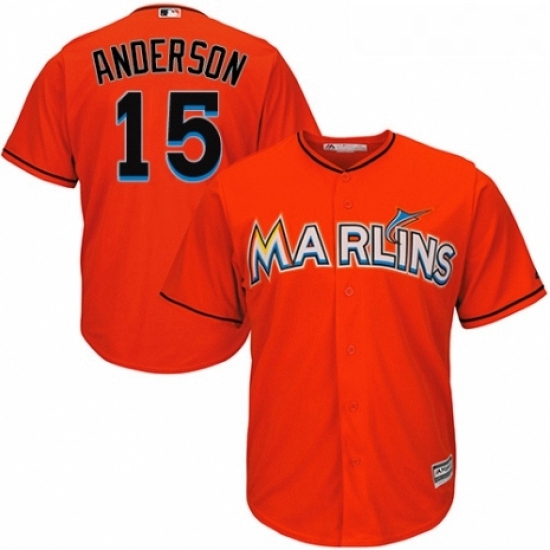 Youth Majestic Miami Marlins 15 Brian Anderson Replica Orange Alternate 1 Cool Base MLB Jersey Youth Majestic Miami Marlins 15 Brian Anderson Replica Orange Alternate 1 Cool Base MLB Jersey