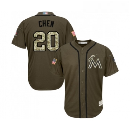 Youth Miami Marlins 20 Wei Yin Chen Authentic Green Salute to Service Baseball Jersey Youth Miami Marlins 20 Wei Yin Chen Authentic Green Salute to Service Baseball Jersey