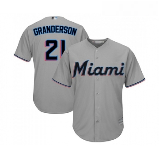 Youth Miami Marlins 21 Curtis Granderson Replica Grey Road Cool Base Baseball Jersey 