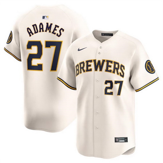 Men Milwaukee Brewers 27 Willy Adames Cream 2024 Home Limited Stitched Baseball Jersey Men Milwaukee Brewers 27 Willy Adames Cream 2024 Home Limited Stitched Baseball Jersey