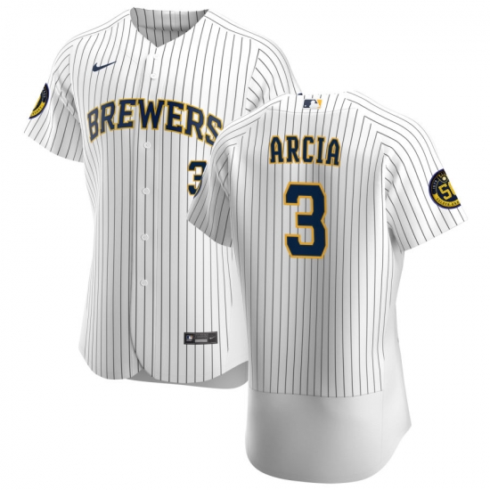 Men Milwaukee Brewers 3 Orlando Arcia Men Nike White Home 2020 Flex Base Player MLB Jersey Men Milwaukee Brewers 3 Orlando Arcia Men Nike White Home 2020 Flex Base Player MLB Jersey