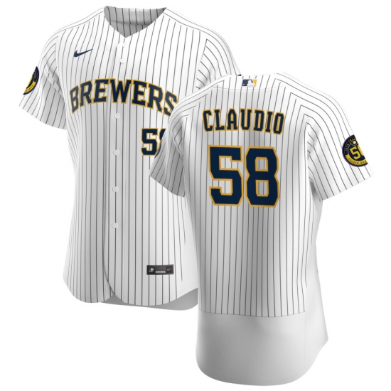 Men Milwaukee Brewers 58 Alex Claudio Men Nike White Home 2020 Flex Base Player MLB Jersey Men Milwaukee Brewers 58 Alex Claudio Men Nike White Home 2020 Flex Base Player MLB Jersey