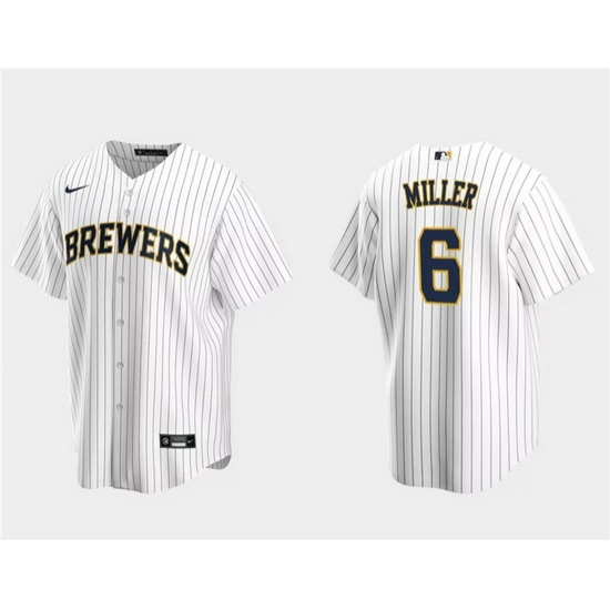 Men Milwaukee Brewers 6 Owen Miller White Cool Base Stitched Jersey Men Milwaukee Brewers 6 Owen Miller White Cool Base Stitched Jersey