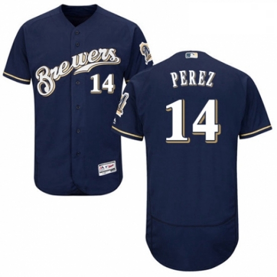 Mens Majestic Milwaukee Brewers 14 Hernan Perez White Alternate Flex Base Authentic Collection MLB Jersey Mens Majestic Milwaukee Brewers 14 Hernan Perez White Alternate Flex Base Authentic Collection MLB Jersey