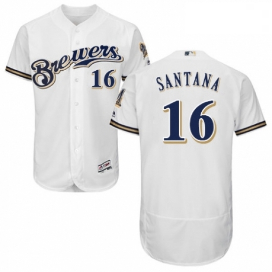 Mens Majestic Milwaukee Brewers 16 Domingo Santana Navy Blue Alternate Flex Base Authentic Collection MLB Jersey Mens Majestic Milwaukee Brewers 16 Domingo Santana Navy Blue Alternate Flex Base Authentic Collection MLB Jersey