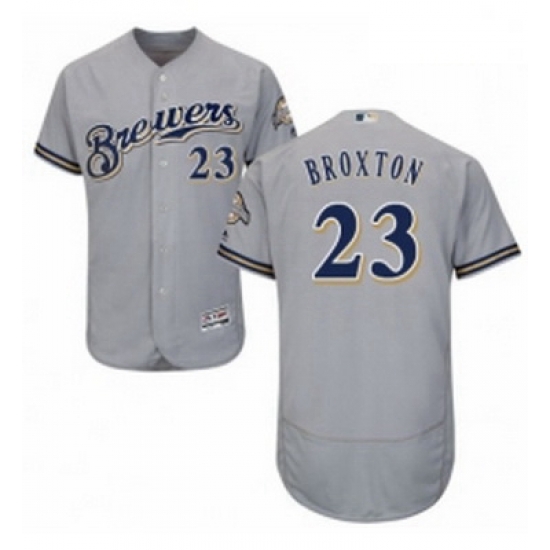 Mens Majestic Milwaukee Brewers 23 Keon Broxton Grey Road Flex Base Authentic Collection MLB Jersey Mens Majestic Milwaukee Brewers 23 Keon Broxton Grey Road Flex Base Authentic Collection MLB Jersey