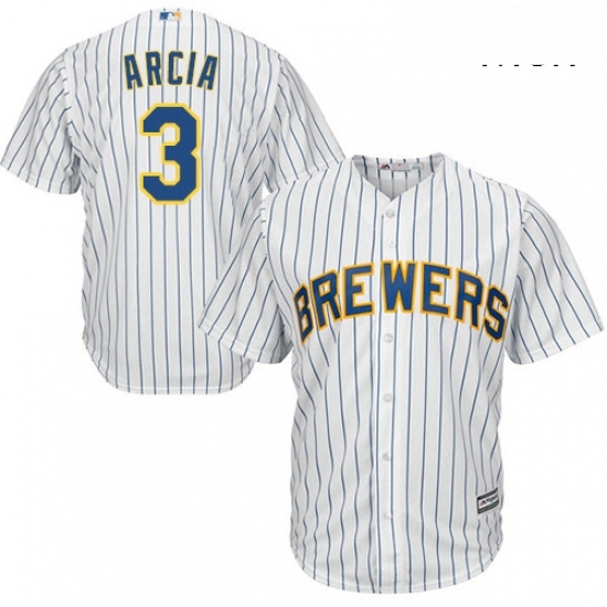 Mens Majestic Milwaukee Brewers 3 Orlando Arcia Replica White Alternate Cool Base MLB Jersey Mens Majestic Milwaukee Brewers 3 Orlando Arcia Replica White Alternate Cool Base MLB Jersey