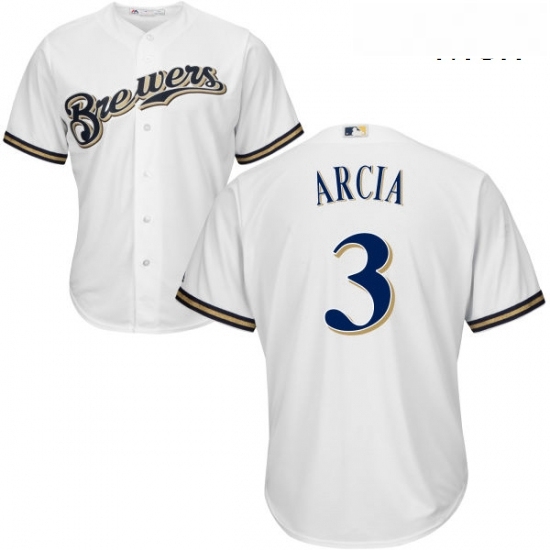 Mens Majestic Milwaukee Brewers 3 Orlando Arcia Replica White Home Cool Base MLB Jersey Mens Majestic Milwaukee Brewers 3 Orlando Arcia Replica White Home Cool Base MLB Jersey