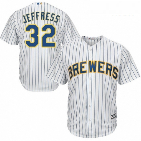 Mens Majestic Milwaukee Brewers 32 Jeremy Jeffress Replica White Home Cool Base MLB Jersey Mens Majestic Milwaukee Brewers 32 Jeremy Jeffress Replica White Home Cool Base MLB Jersey