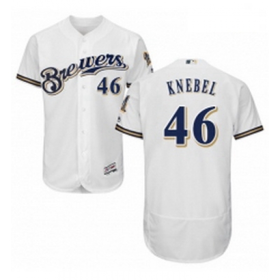 Mens Majestic Milwaukee Brewers 46 Corey Knebel White Flexbase Authentic Collection MLB Jersey Mens Majestic Milwaukee Brewers 46 Corey Knebel White Flexbase Authentic Collection MLB Jersey