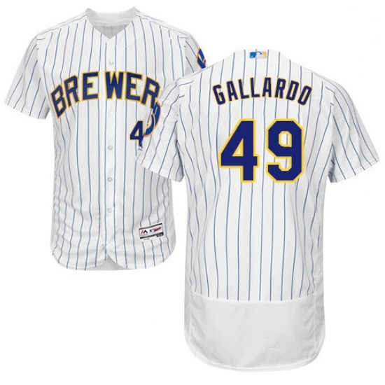 Mens Majestic Milwaukee Brewers 49 Yovani Gallardo White Alternate Flex Base Authentic Collection MLB Jersey Mens Majestic Milwaukee Brewers 49 Yovani Gallardo White Alternate Flex Base Authentic Collection MLB Jersey
