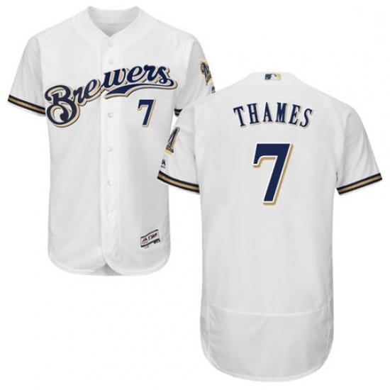 Mens Majestic Milwaukee Brewers 7 Eric Thames White Flexbase Authentic Collection MLB Jersey Mens Majestic Milwaukee Brewers 7 Eric Thames White Flexbase Authentic Collection MLB Jersey