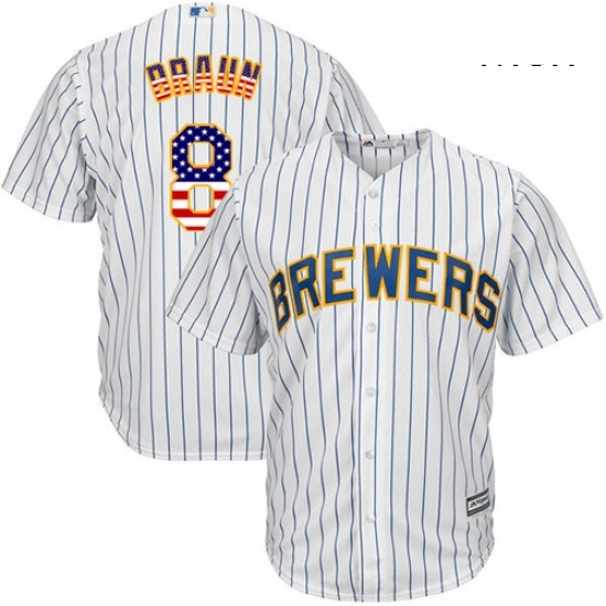 Mens Majestic Milwaukee Brewers 8 Ryan Braun Replica White USA Flag Fashion MLB Jersey Mens Majestic Milwaukee Brewers 8 Ryan Braun Replica White USA Flag Fashion MLB Jersey