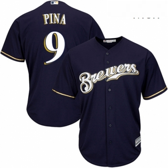 Mens Majestic Milwaukee Brewers 9 Manny Pina Replica White Alternate Cool Base MLB Jersey Mens Majestic Milwaukee Brewers 9 Manny Pina Replica White Alternate Cool Base MLB Jersey