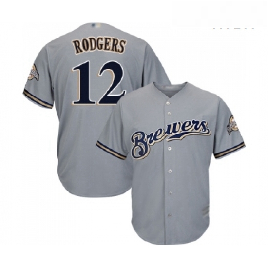Mens Milwaukee Brewers 12 Aaron Rodgers Replica Grey Road Cool Base Baseball Jersey Mens Milwaukee Brewers 12 Aaron Rodgers Replica Grey Road Cool Base Baseball Jersey