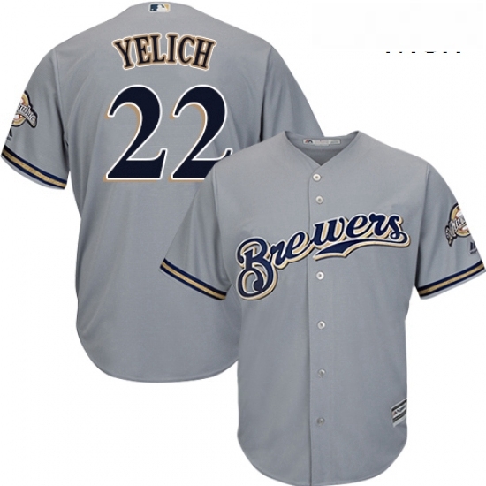 Mens Milwaukee Brewers 22 Christian Yelich Grey New Cool Base Stitched MLB Jersey Mens Milwaukee Brewers 22 Christian Yelich Grey New Cool Base Stitched MLB Jersey