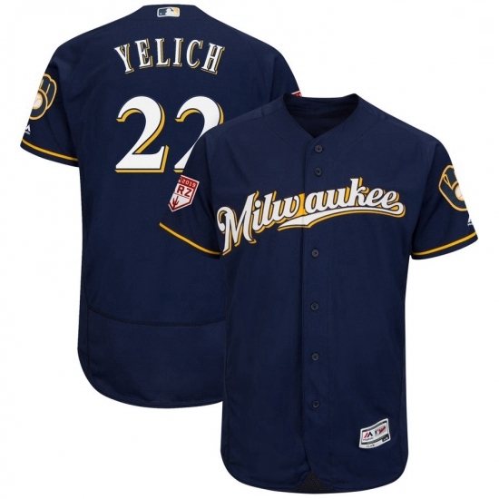 Mens Milwaukee Brewers 22 Christian Yelich Navy 2019 Spring Training Flex Base Stitched MLB Jersey Mens Milwaukee Brewers 22 Christian Yelich Navy 2019 Spring Training Flex Base Stitched MLB Jersey