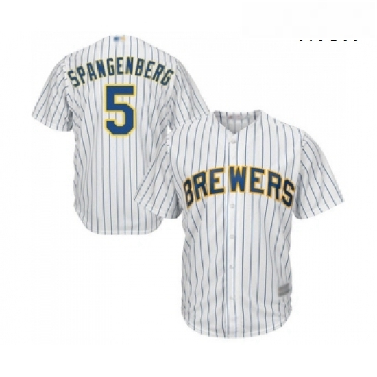 Mens Milwaukee Brewers 5 Cory Spangenberg Replica White Home Cool Base Baseball Jersey Mens Milwaukee Brewers 5 Cory Spangenberg Replica White Home Cool Base Baseball Jersey