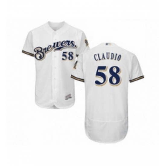 Mens Milwaukee Brewers 58 Alex Claudio White Alternate Flex Base Authentic Collection Baseball Jersey Mens Milwaukee Brewers 58 Alex Claudio White Alternate Flex Base Authentic Collection Baseball Jersey