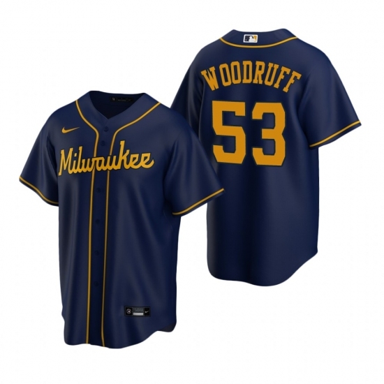 Mens Nike Milwaukee Brewers 53 Brandon Woodruff Navy Alternate Stitched Baseball Jersey Mens Nike Milwaukee Brewers 53 Brandon Woodruff Navy Alternate Stitched Baseball Jersey