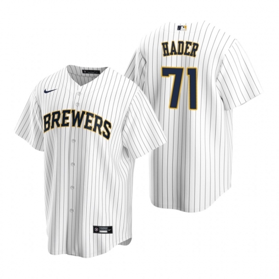 Mens Nike Milwaukee Brewers 71 Josh Hader White Alternate Stitched Baseball Jersey Mens Nike Milwaukee Brewers 71 Josh Hader White Alternate Stitched Baseball Jersey