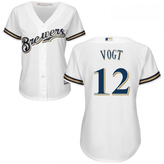 Womens Majestic Milwaukee Brewers 12 Stephen Vogt Authentic White Home Cool Base MLB Jersey Womens Majestic Milwaukee Brewers 12 Stephen Vogt Authentic White Home Cool Base MLB Jersey