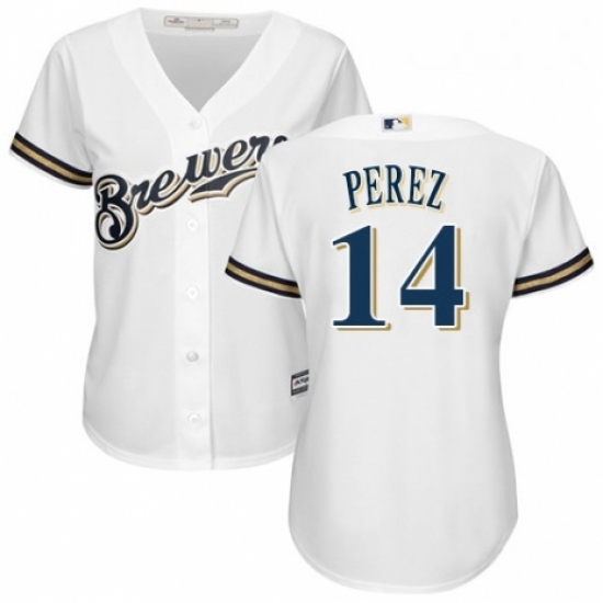 Womens Majestic Milwaukee Brewers 14 Hernan Perez Authentic Navy Blue Alternate Cool Base MLB Jersey Womens Majestic Milwaukee Brewers 14 Hernan Perez Authentic Navy Blue Alternate Cool Base MLB Jersey