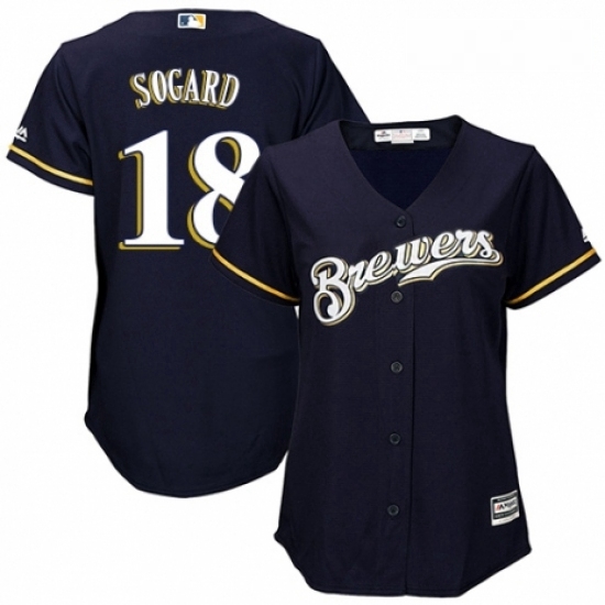 Womens Majestic Milwaukee Brewers 18 Eric Sogard Replica White Alternate Cool Base MLB Jersey Womens Majestic Milwaukee Brewers 18 Eric Sogard Replica White Alternate Cool Base MLB Jersey