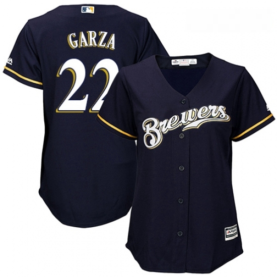 Womens Majestic Milwaukee Brewers 22 Matt Garza Replica Navy Blue Alternate Cool Base MLB Jersey Womens Majestic Milwaukee Brewers 22 Matt Garza Replica Navy Blue Alternate Cool Base MLB Jersey
