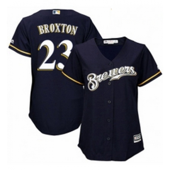 Womens Majestic Milwaukee Brewers 23 Keon Broxton Replica White Alternate Cool Base MLB Jersey Womens Majestic Milwaukee Brewers 23 Keon Broxton Replica White Alternate Cool Base MLB Jersey