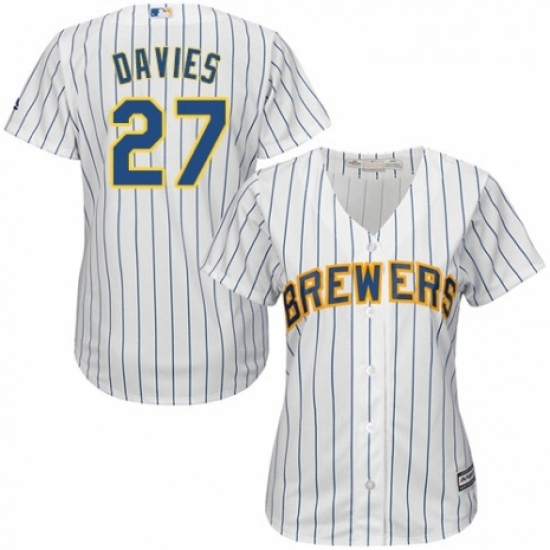 Womens Majestic Milwaukee Brewers 27 Zach Davies Authentic White Home Cool Base MLB Jersey Womens Majestic Milwaukee Brewers 27 Zach Davies Authentic White Home Cool Base MLB Jersey