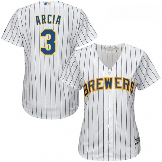 Womens Majestic Milwaukee Brewers 3 Orlando Arcia Authentic White Alternate Cool Base MLB Jersey Womens Majestic Milwaukee Brewers 3 Orlando Arcia Authentic White Alternate Cool Base MLB Jersey