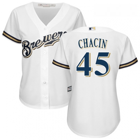 Womens Majestic Milwaukee Brewers 45 Jhoulys Chacin Authentic White Home Cool Base MLB Jersey Womens Majestic Milwaukee Brewers 45 Jhoulys Chacin Authentic White Home Cool Base MLB Jersey