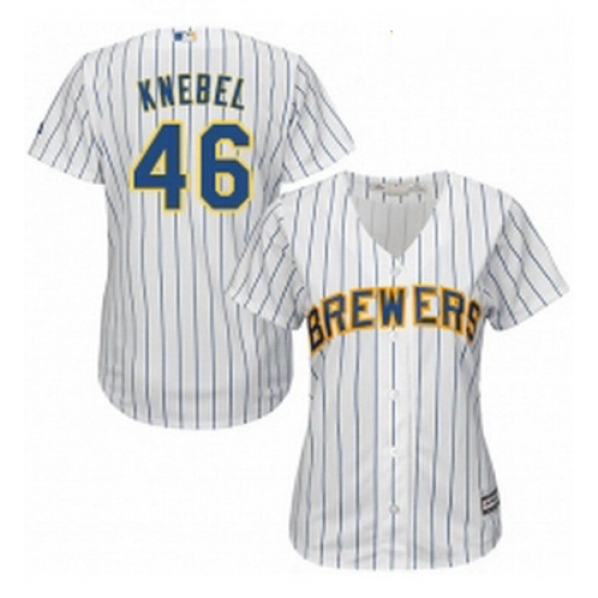 Womens Majestic Milwaukee Brewers 46 Corey Knebel Replica White Alternate Cool Base MLB Jersey Womens Majestic Milwaukee Brewers 46 Corey Knebel Replica White Alternate Cool Base MLB Jersey