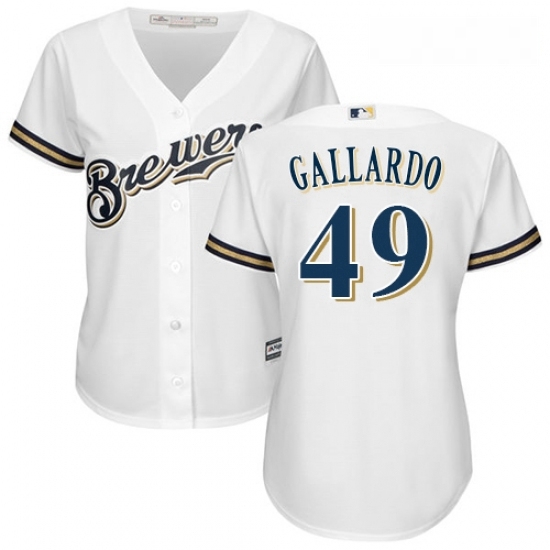 Womens Majestic Milwaukee Brewers 49 Yovani Gallardo Authentic White Home Cool Base MLB Jersey Womens Majestic Milwaukee Brewers 49 Yovani Gallardo Authentic White Home Cool Base MLB Jersey