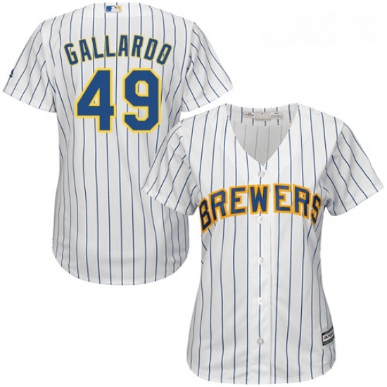 Womens Majestic Milwaukee Brewers 49 Yovani Gallardo Replica White Alternate Cool Base MLB Jersey Womens Majestic Milwaukee Brewers 49 Yovani Gallardo Replica White Alternate Cool Base MLB Jersey