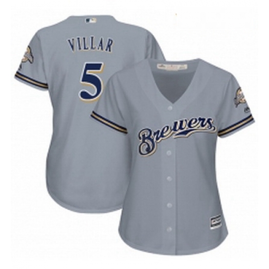 Womens Majestic Milwaukee Brewers 5 Jonathan Villar Replica Grey Road Cool Base MLB Jersey Womens Majestic Milwaukee Brewers 5 Jonathan Villar Replica Grey Road Cool Base MLB Jersey
