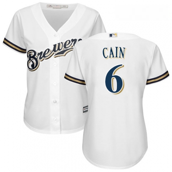 Womens Majestic Milwaukee Brewers 6 Lorenzo Cain Replica White Alternate Cool Base MLB Jersey Womens Majestic Milwaukee Brewers 6 Lorenzo Cain Replica White Alternate Cool Base MLB Jersey