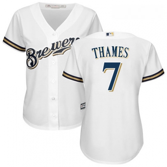 Womens Majestic Milwaukee Brewers 7 Eric Thames Authentic White Home Cool Base MLB Jersey Womens Majestic Milwaukee Brewers 7 Eric Thames Authentic White Home Cool Base MLB Jersey
