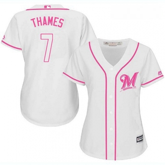 Womens Majestic Milwaukee Brewers 7 Eric Thames Replica White Fashion Cool Base MLB Jersey Womens Majestic Milwaukee Brewers 7 Eric Thames Replica White Fashion Cool Base MLB Jersey