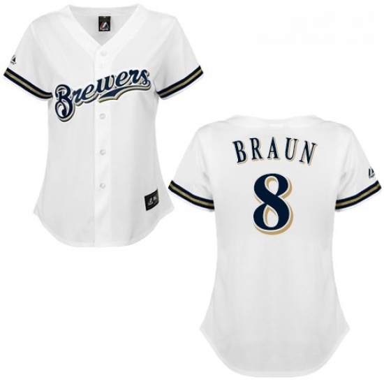 Womens Majestic Milwaukee Brewers 8 Ryan Braun Authentic White MLB Jersey Womens Majestic Milwaukee Brewers 8 Ryan Braun Authentic White MLB Jersey