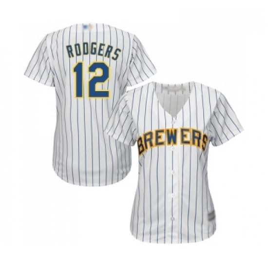 Womens Milwaukee Brewers 12 Aaron Rodgers Replica White Home Cool Base Baseball Jersey Womens Milwaukee Brewers 12 Aaron Rodgers Replica White Home Cool Base Baseball Jersey
