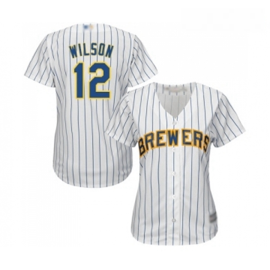 Womens Milwaukee Brewers 12 Alex Wilson Replica White Home Cool Base Baseball Jersey Womens Milwaukee Brewers 12 Alex Wilson Replica White Home Cool Base Baseball Jersey