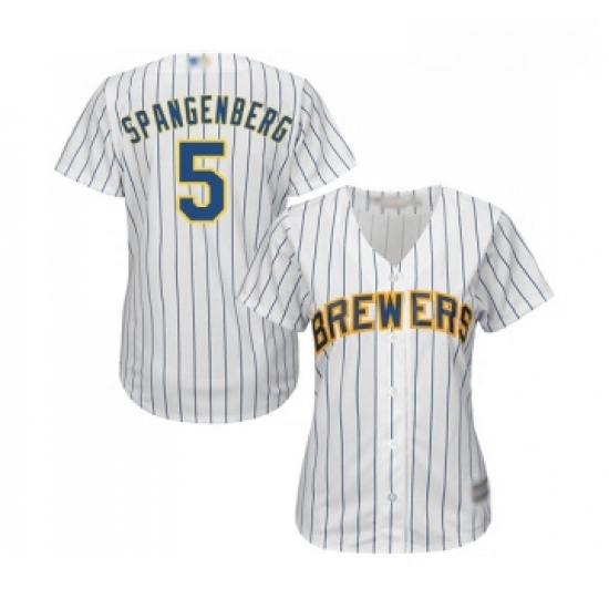 Womens Milwaukee Brewers 5 Cory Spangenberg Replica White Home Cool Base Baseball Jersey Womens Milwaukee Brewers 5 Cory Spangenberg Replica White Home Cool Base Baseball Jersey