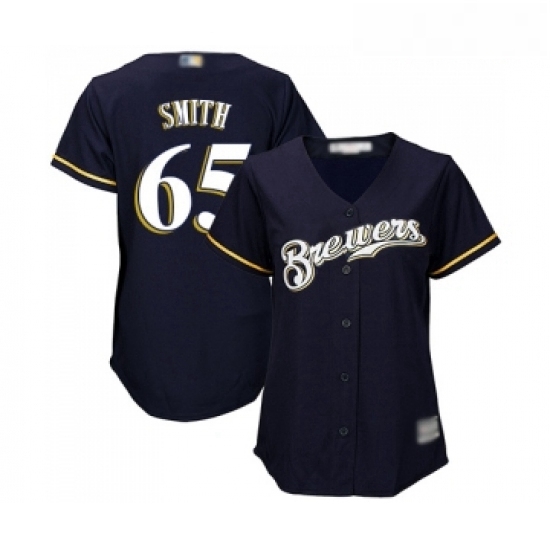Womens Milwaukee Brewers 65 Burch Smith Authentic Navy Blue Alternate Cool Base Baseball Jersey Womens Milwaukee Brewers 65 Burch Smith Authentic Navy Blue Alternate Cool Base Baseball Jersey