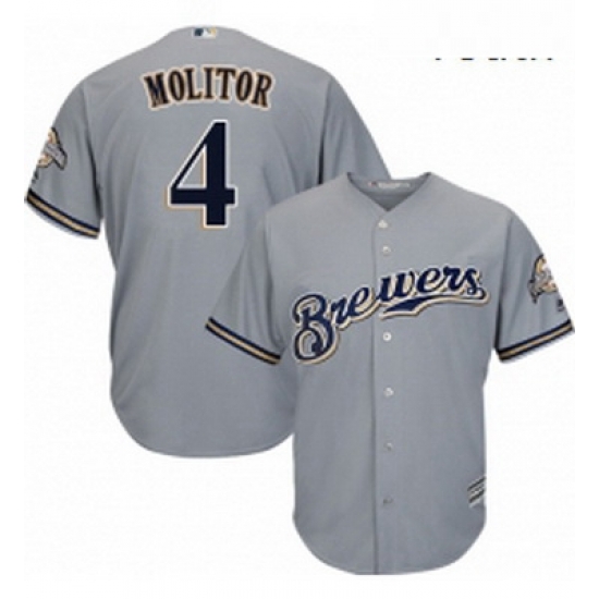 Youth Majestic Milwaukee Brewers 4 Paul Molitor Authentic Grey Road Cool Base MLB Jersey Youth Majestic Milwaukee Brewers 4 Paul Molitor Authentic Grey Road Cool Base MLB Jersey