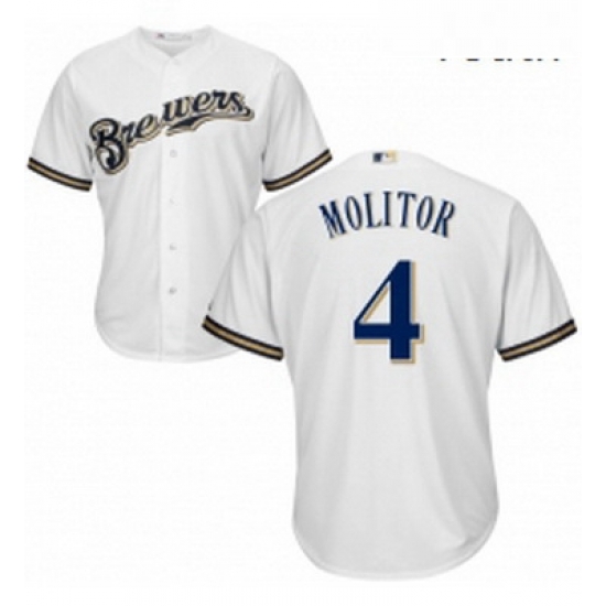 Youth Majestic Milwaukee Brewers 4 Paul Molitor Authentic White Home Cool Base MLB Jersey Youth Majestic Milwaukee Brewers 4 Paul Molitor Authentic White Home Cool Base MLB Jersey